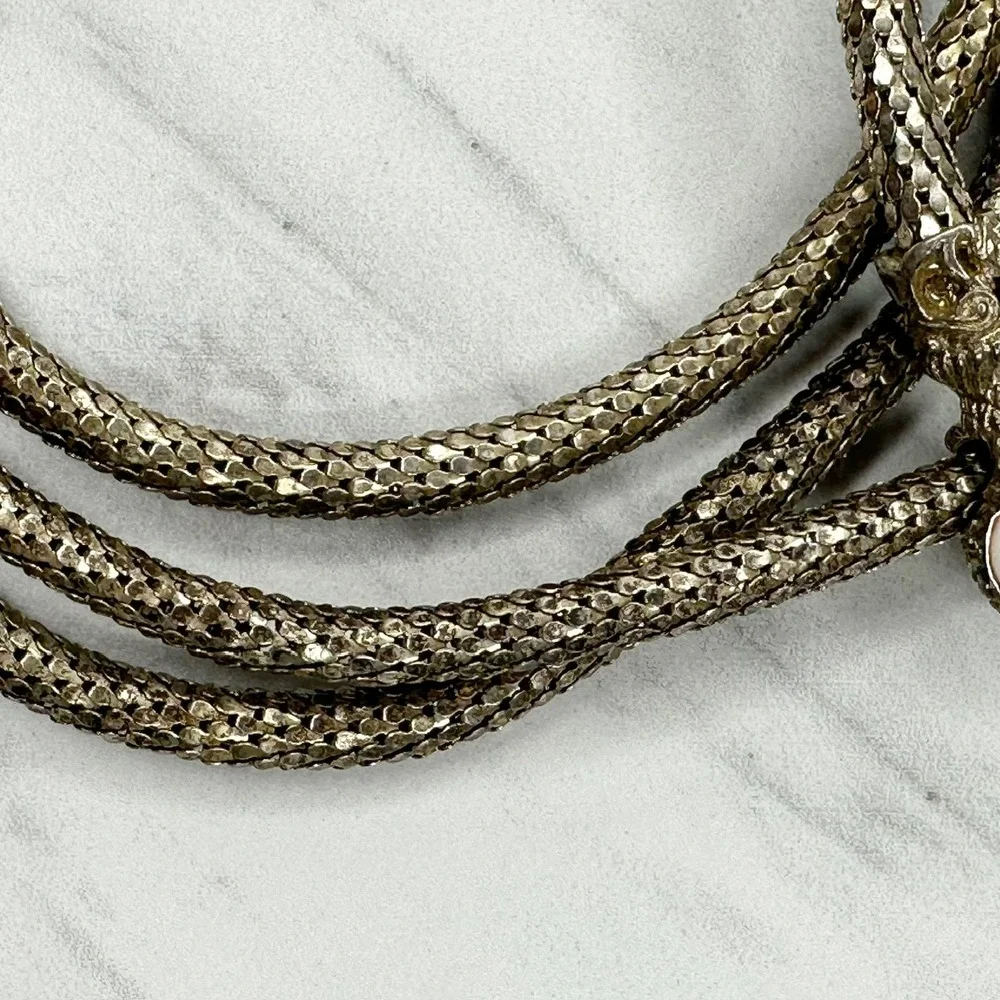 Vintage Gold-Tone Snake Waist Belt with Pearl Eye